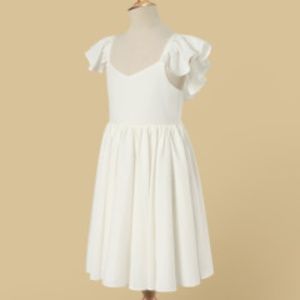 Girl's A-Line Stretch Satin Tea-Length Dress